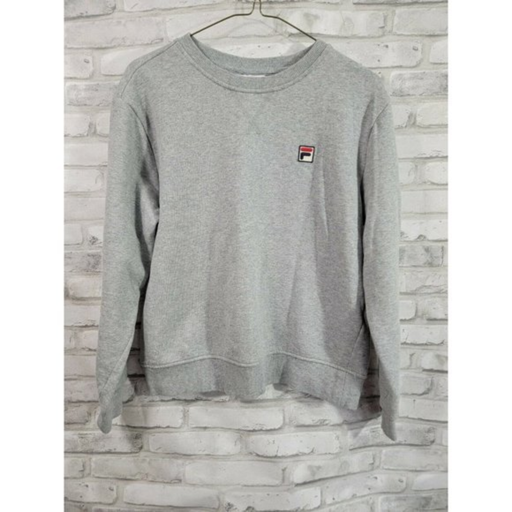 Vintage 90s FILA Size Medium Sweatshirt Embroidery Logo Pullover‎ Heather Gray